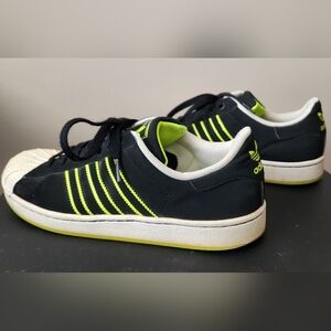 Adidas Superstar Black and Neon Green Sneakers